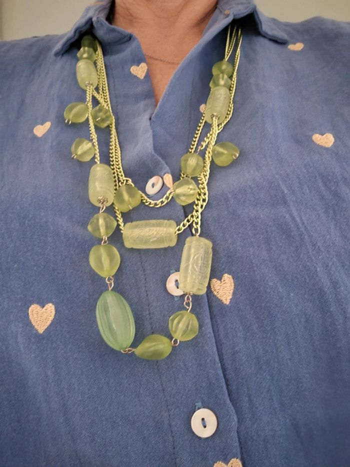 Collier sautoir vert occasion