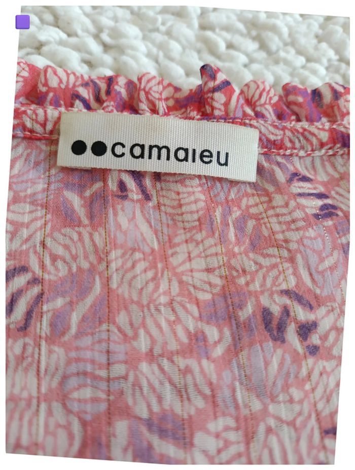 Blouse fluide à volants rose Camaïeu cute vintage kawaii mignon - photo numéro 5