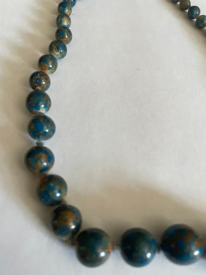 Collier pierre bleu-vert ancien - photo numéro 3