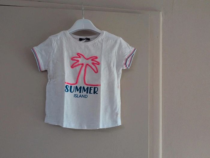 Lot de 3 T-shirt manches courtes message blanc fille 5 ans Okaidi - photo numéro 4