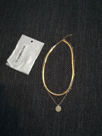 Magnifique collier doré, à 2 rangs, Shein, neuf avec étiquette