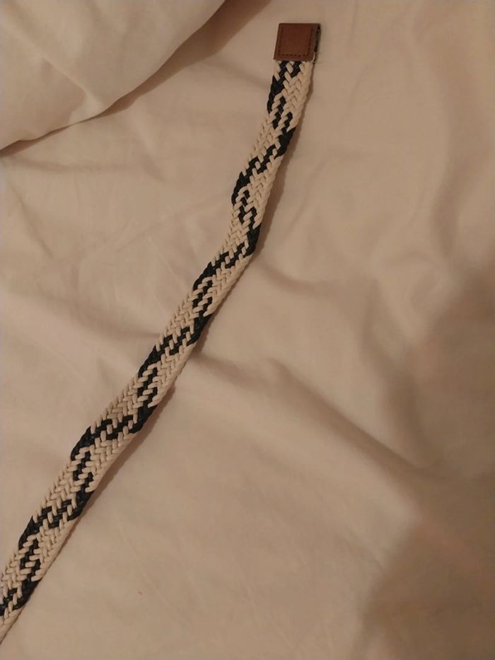 Ceinture enfant tresse bleu marine / beige - photo numéro 3