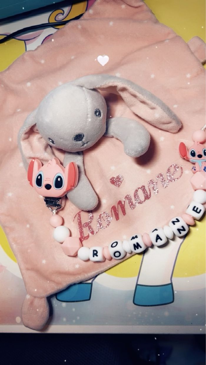 Doudou lapin bleu garçon - photo numéro 2