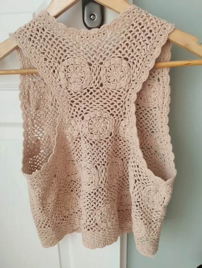Débardeur en crochet beige stradivarius M - photo numéro 2