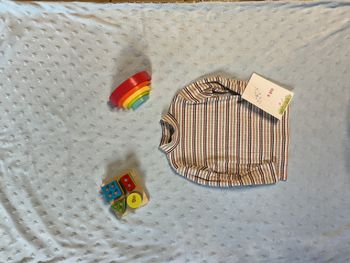 sous pull col montant côtelé blanc rayé 4 ans gémo