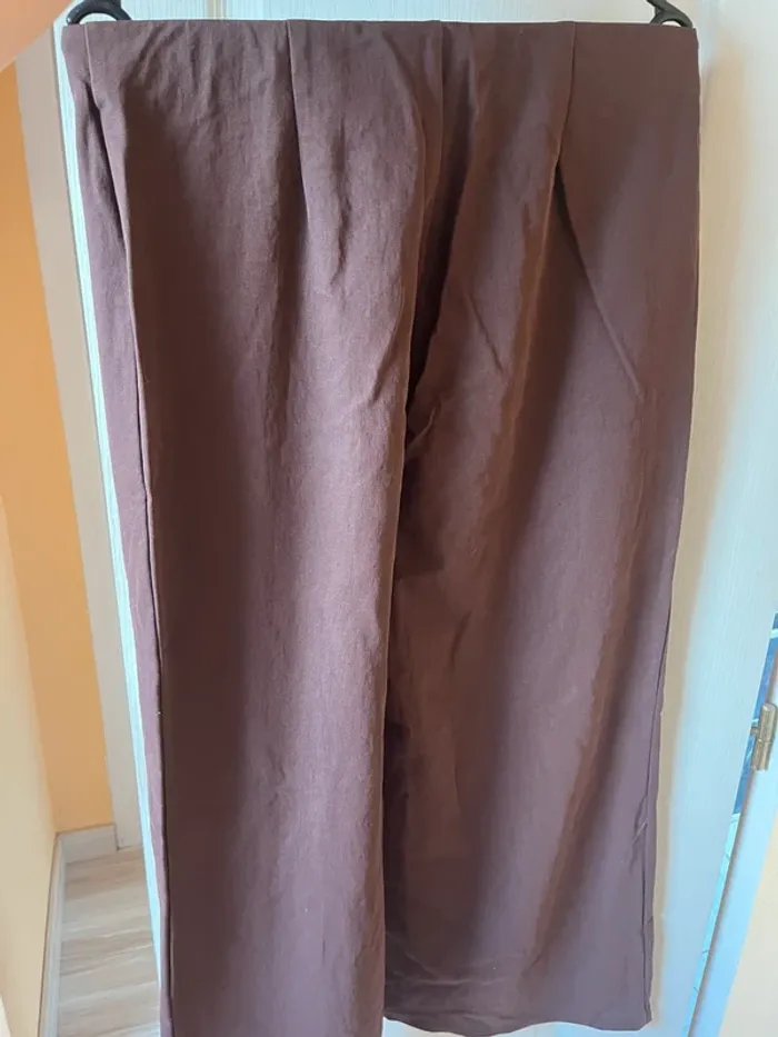 pantalon droit fluide marron chocolat mango - photo numéro 4