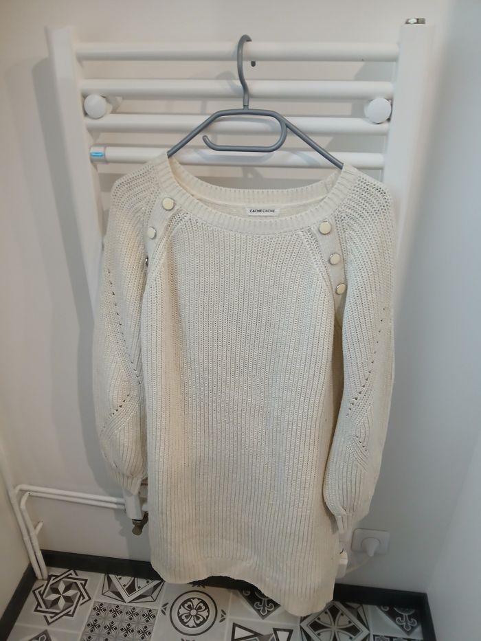 Robe courte maille anglaise  couleur écrue