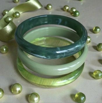 Lot 3 Bracelets style vintage acrylique vert