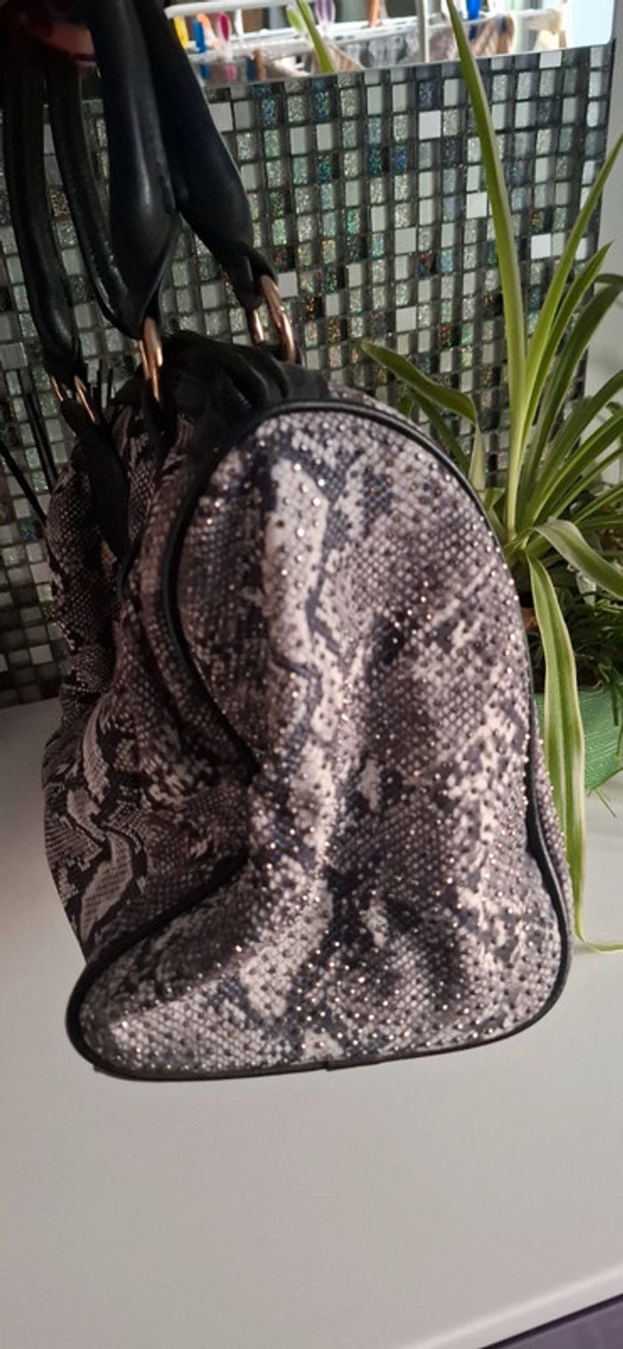 Sac motifs serpent gris/noire à strass - photo numéro 4