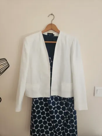 Blazer blanc crème en lin chic Caroll 42