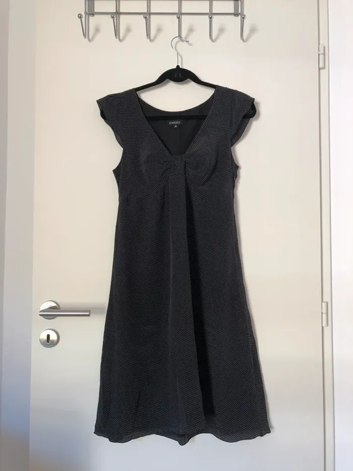 Robe en soie noire à pois Carroll taille 38