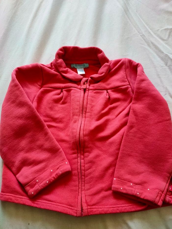 Gilet rose zippé obaibi 18-24mois