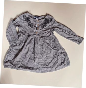 Robe Creeks rayée grise et blanche fille 3 ans