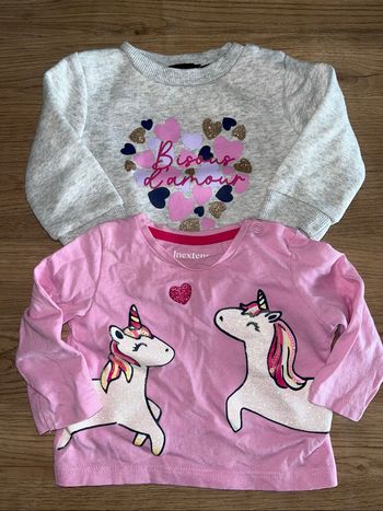 Lot sweat + t-shirt manche longue bébé 3 mois