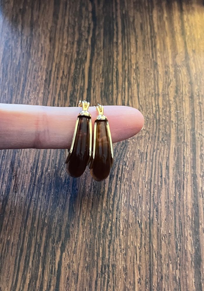 boucles d’oreilles ambre et doré - photo numéro 3