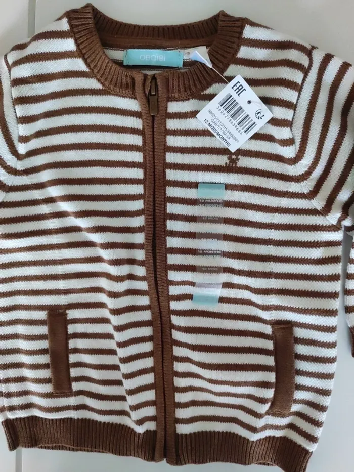 Gilet marron obaibi 12 mois neuf étiquette - photo numéro 2