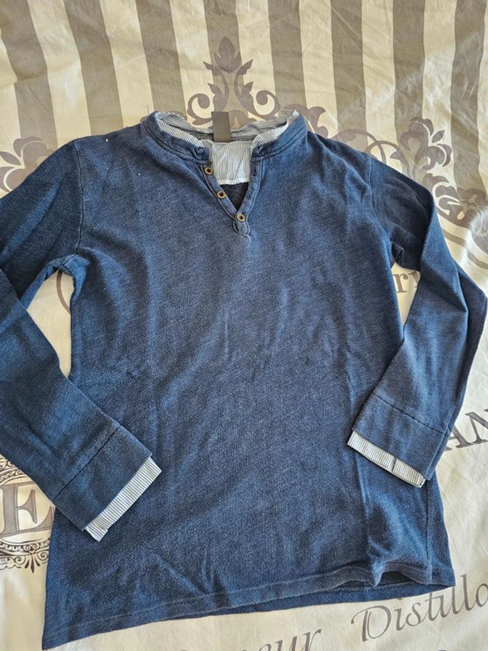 Pull chemise marine Zara 9/10 ans - photo numéro 2