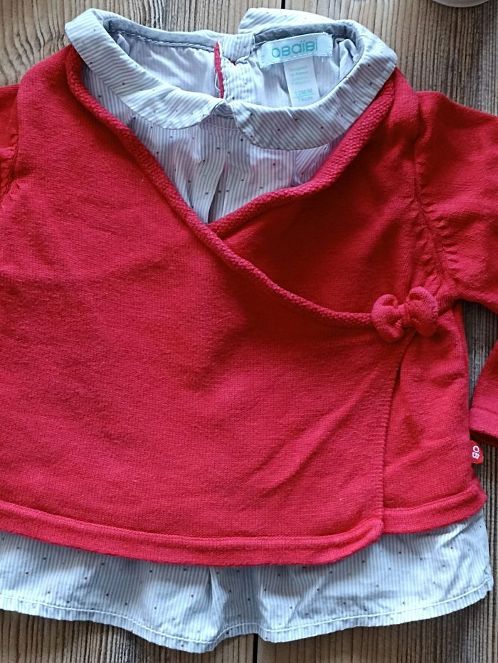 Pull chemise fille 12 mois