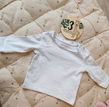 T-shirt manches longues 3 mois blanc