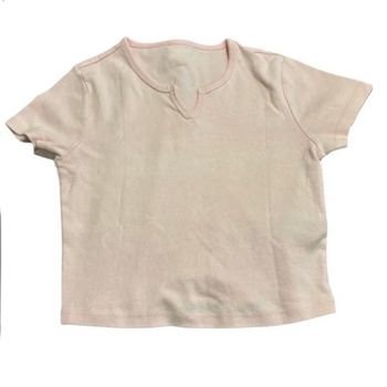 Haut t shirt court crop top d'été léger rose bonbon pâle 