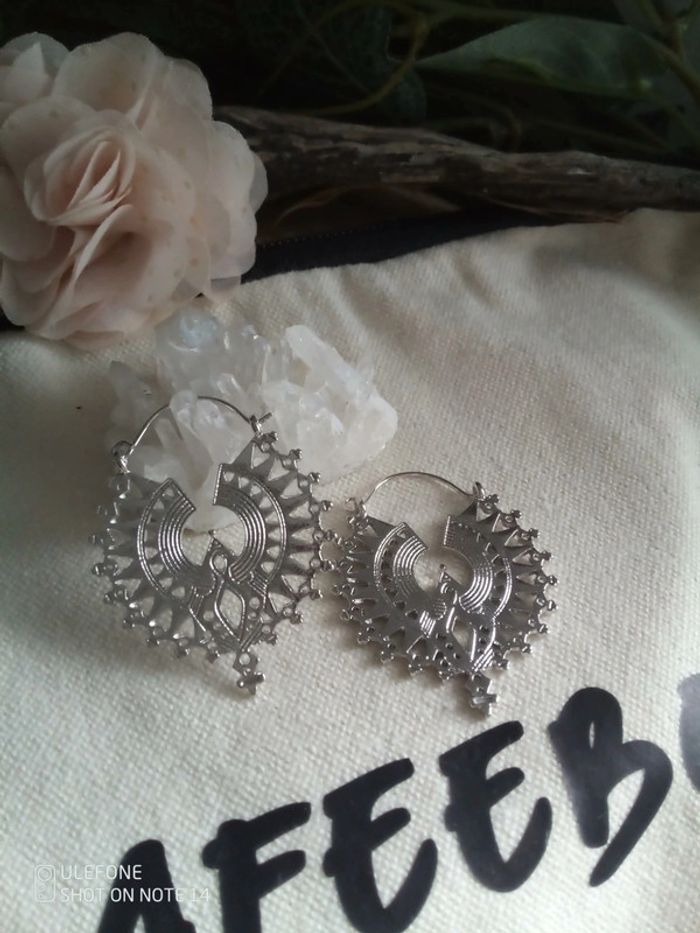 Boucles d'oreilles bohèmes vikings argentées
