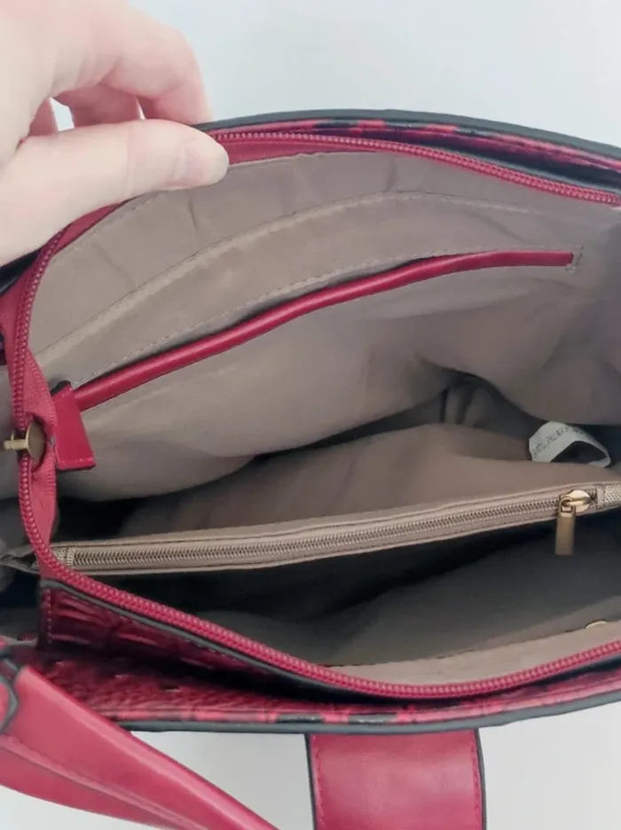 Sac effet cuir bordeaux point relief noir / Mandoline - photo numéro 11
