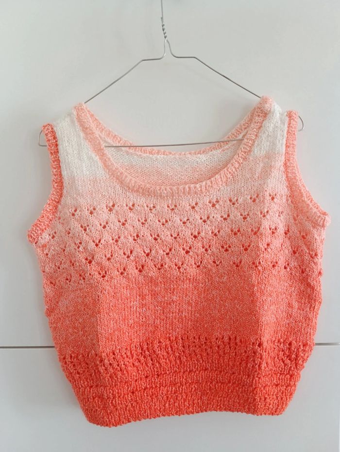 Haut handmade crop en coton dégradé d'orange - photo numéro 2