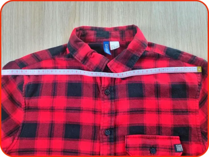 Chemise à carreaux rouge Homme H&M Taille M - photo numéro 5