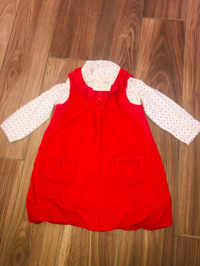 Robe en velours et sous pull motif cœurs Grain de blé neuve avec étiquette