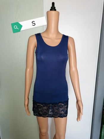 Long Tee-shirt marine bas dentelle S