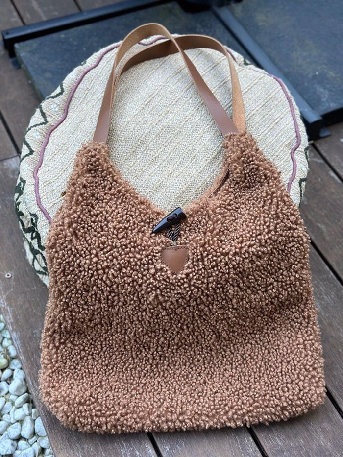 Sac fourre-tout bouclette avec anses en cuir Borse In Pelle
