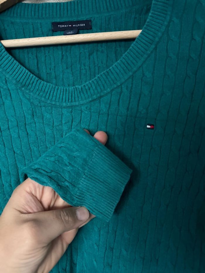 Pull col rond Tommy Hilfiger femme – Taille S – Vert sapin - photo numéro 4