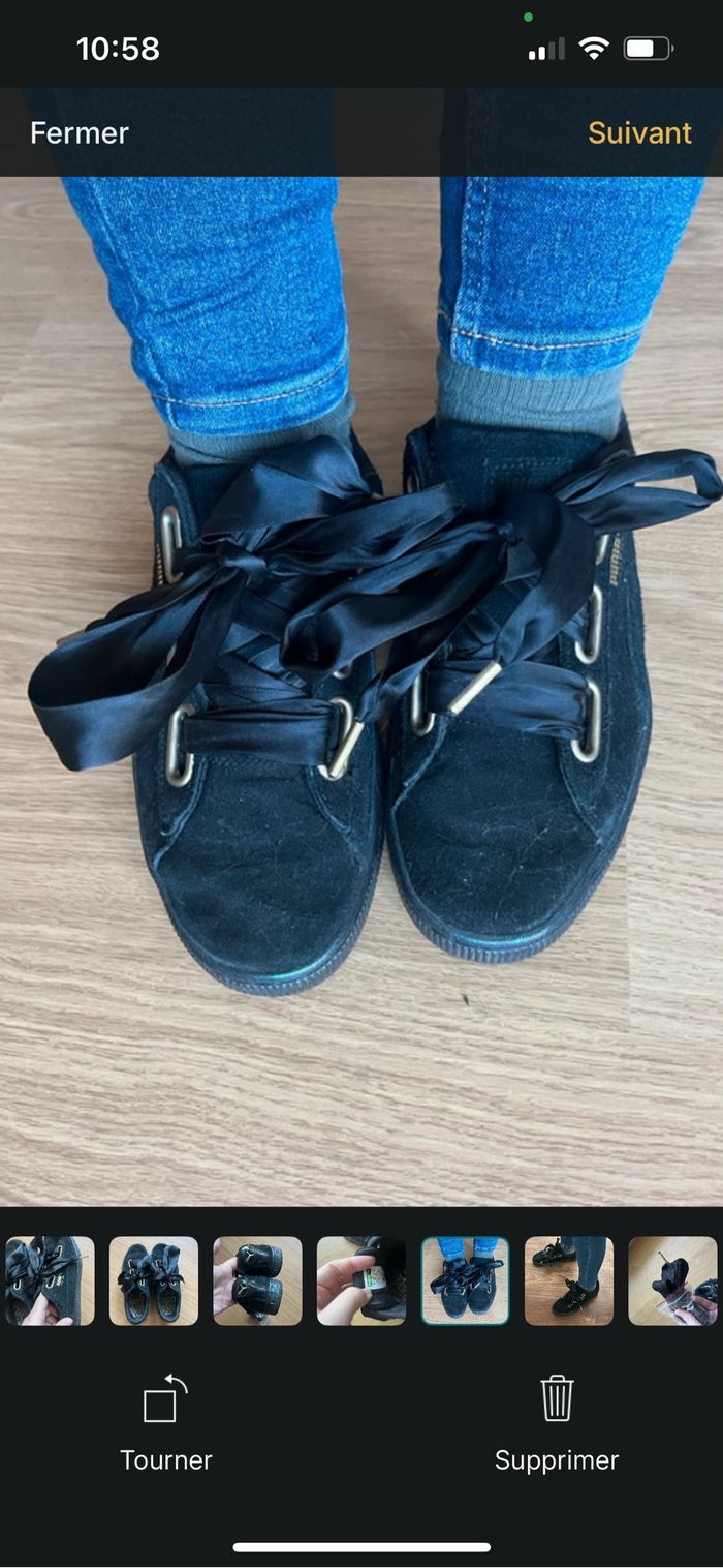 Puma Suède heart noire avec semelle à reflets - photo numéro 3