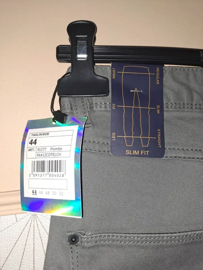 Pantalon homme gris neuf avec étiquette slim fit 40 France (44 Italy) Pizza Italia qualité - photo numéro 6