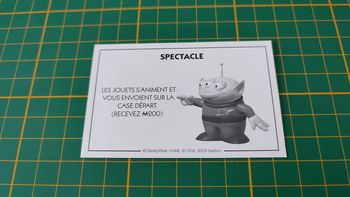 Carte spectacle Les jouets s'animent pièce jeu de société Monopoly Disney éditions Hasbro #B94