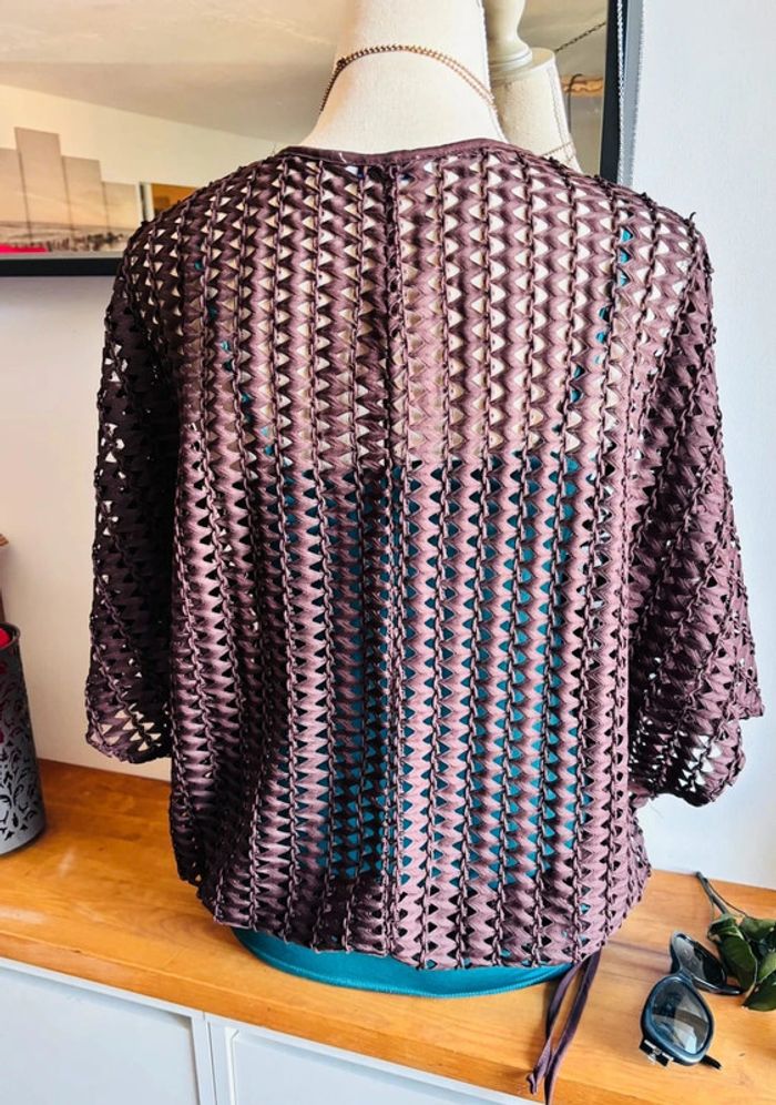 💕 top crochet marron de plage taille 38 m #zara - photo numéro 5