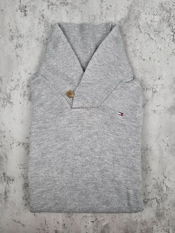 Pull col châle Tommy Hilfiger – Gris – Taille S Hommes (mesures en photos) - photo numéro 2