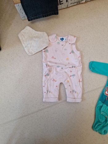 Ensemble salopette rose sans manche 0mois