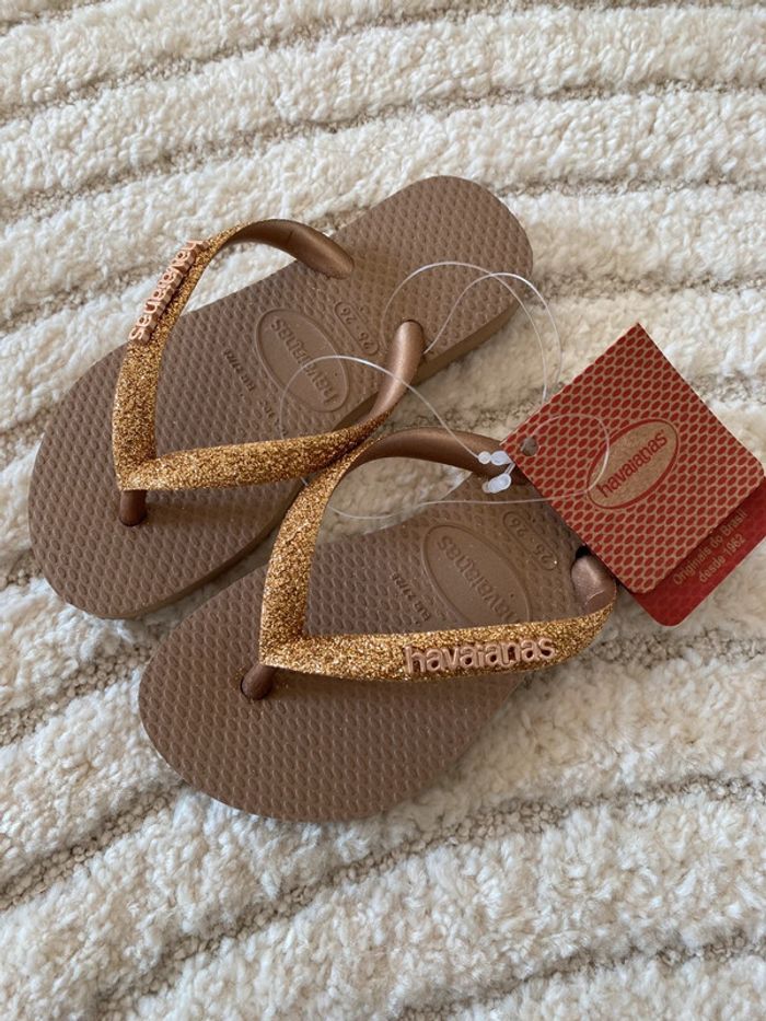 Tongs Havaianas Tong Fille Taille 25 Tongs Havaianas Slim Doré