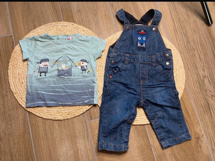 Ensemble salopette + t-shirt - 9 mois