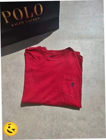 T-shirt Ralph Lauren XS coupe col rond Rouge Homme Men tee39