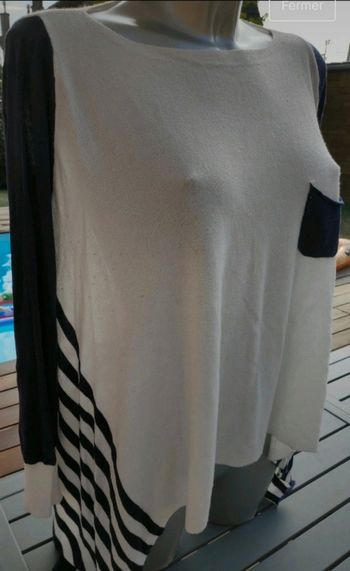 Pull blanc et bleu en Taille Unique
