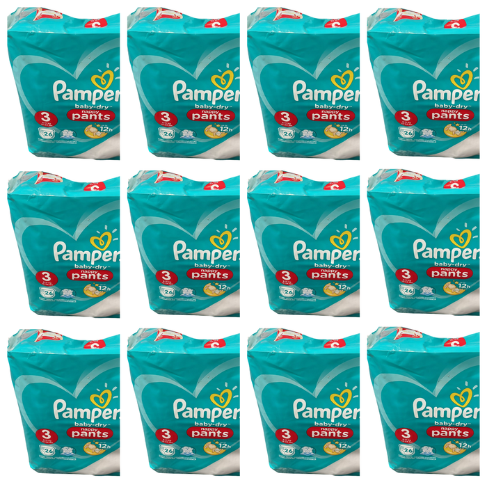 Lot de 312 Couches Pampers Baby Dry Pants 6-11 kg Taille 3 Neuf