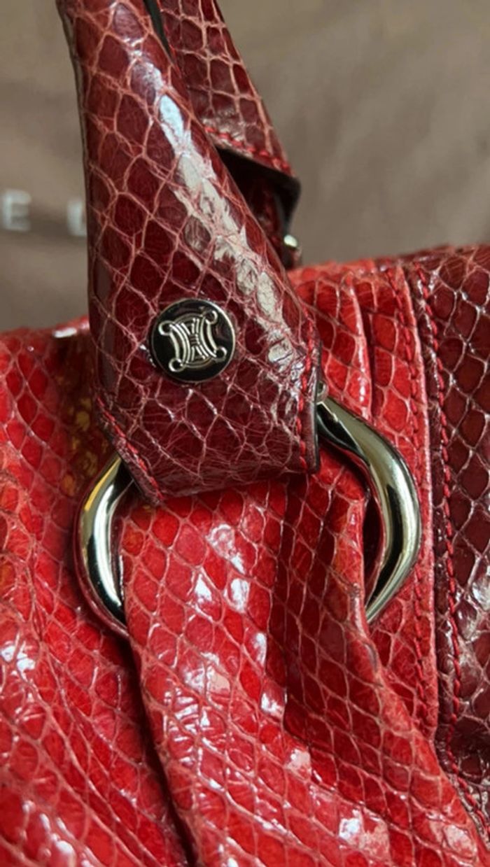 Sac Céline "Pillow Small" Ruby – Très bon état – Cuir verni effet reptile - photo numéro 7