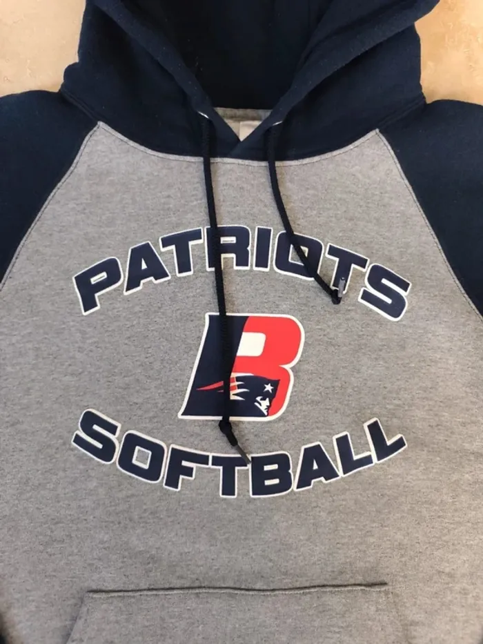 Sweat a capuche homme Patriots Baseball marine et gris Russel Athletic S excellent état - photo numéro 3