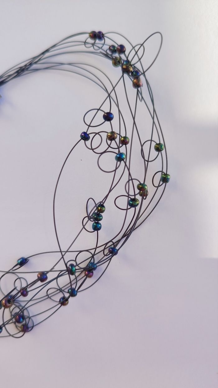 Collier fille fantaisie perles ras du coup - photo numéro 3