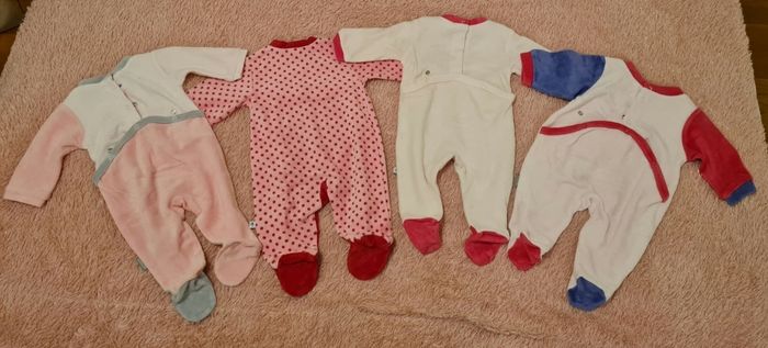 Lot de 4 pyjamas grenouillères fille Absorba 1 mois - photo numéro 3