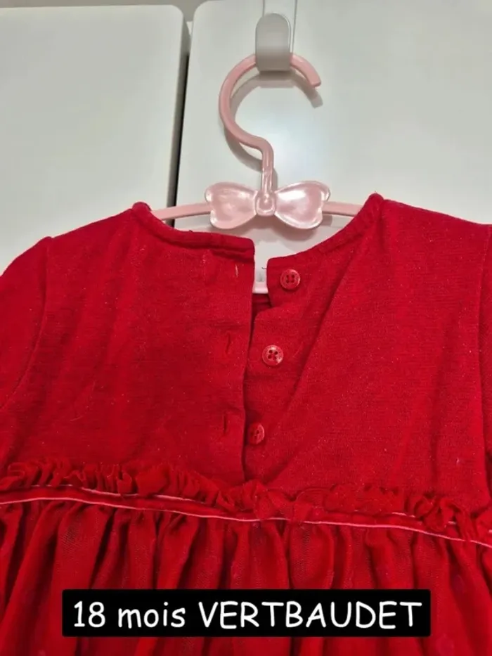 Belle robe rouge Vertbaudet 18 mois 81 cm robe festive avec tulle - photo numéro 6