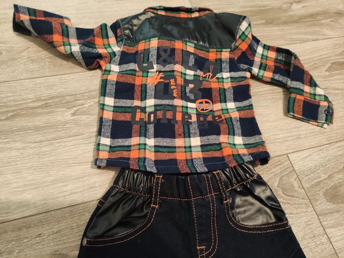 Ensemble Neuf bébé garçon jeans + Chemise CHicaprie 12 mois - photo numéro 3