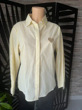 Superbe chemise à rayures jaune et blanche taille SM